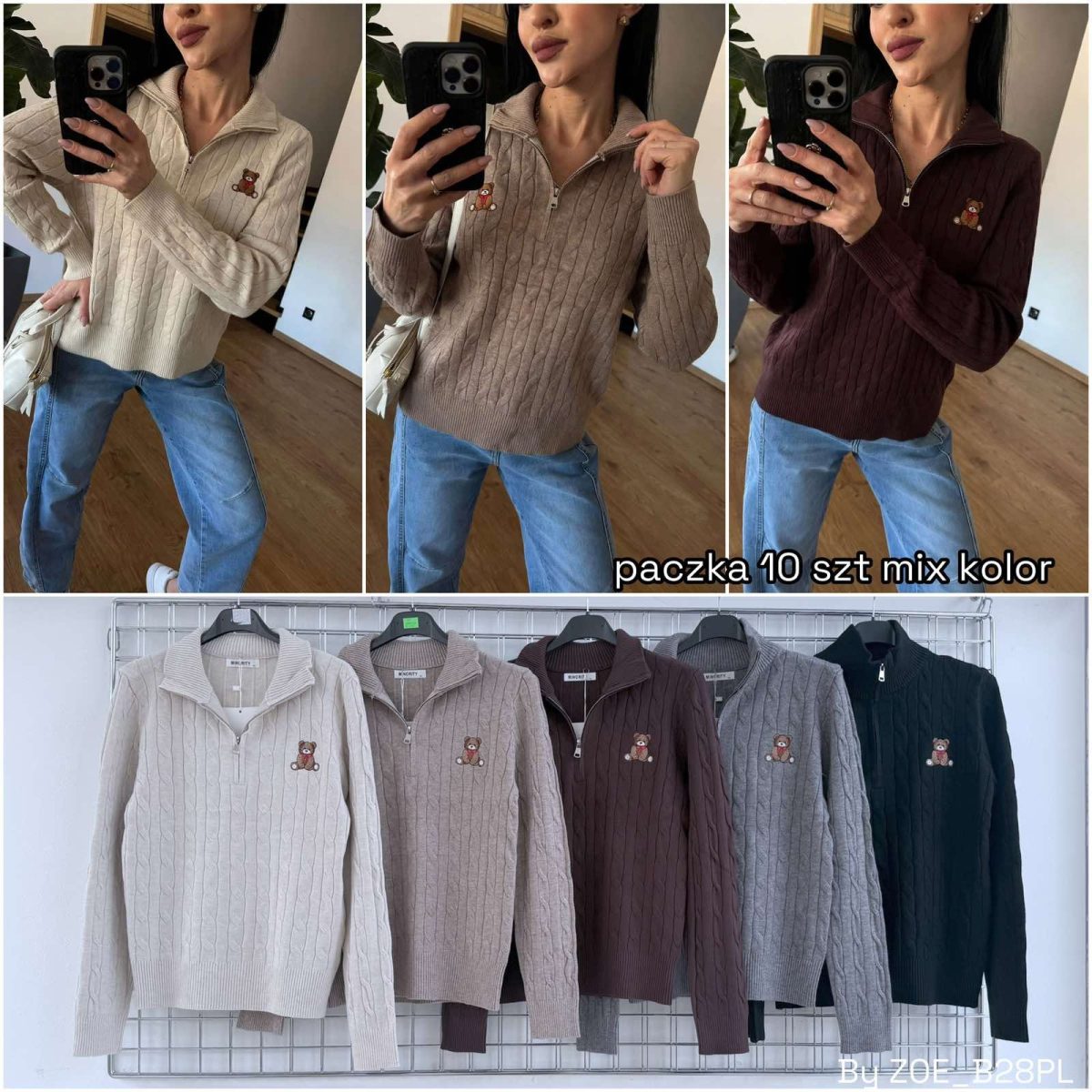 Swetry Damskie Polskie_ size uni_ paczka 10 szt_ mix kolor 9234105