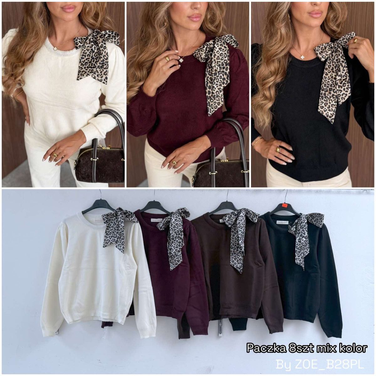 Swetry Damskie Polskie_ size uni_ paczka 8szt_ mix kolor 9234106