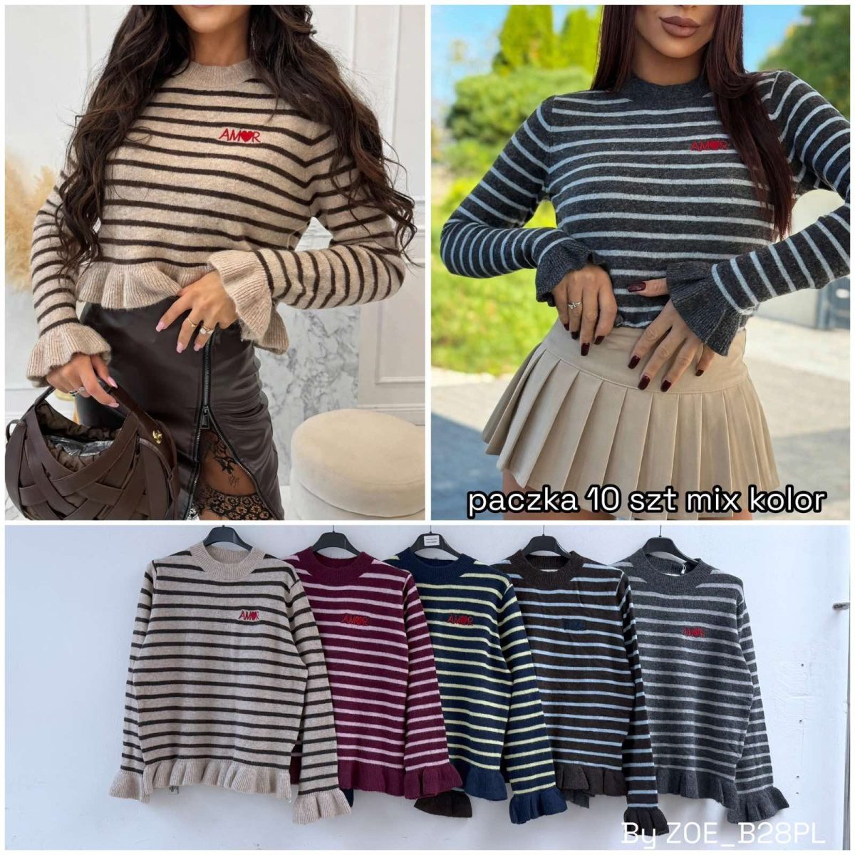 Swetry Damskie Polskie_ size uni_ paczka 10 szt_ mix kolor 9234107