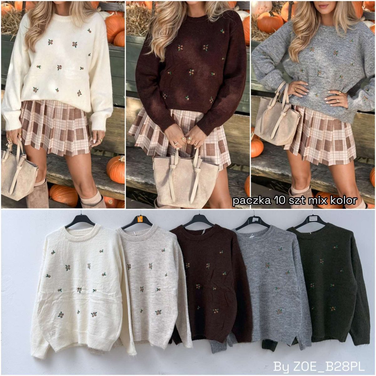 Swetry Damskie Polskie_ size uni_ paczka 10 szt_ mix kolor 9234108