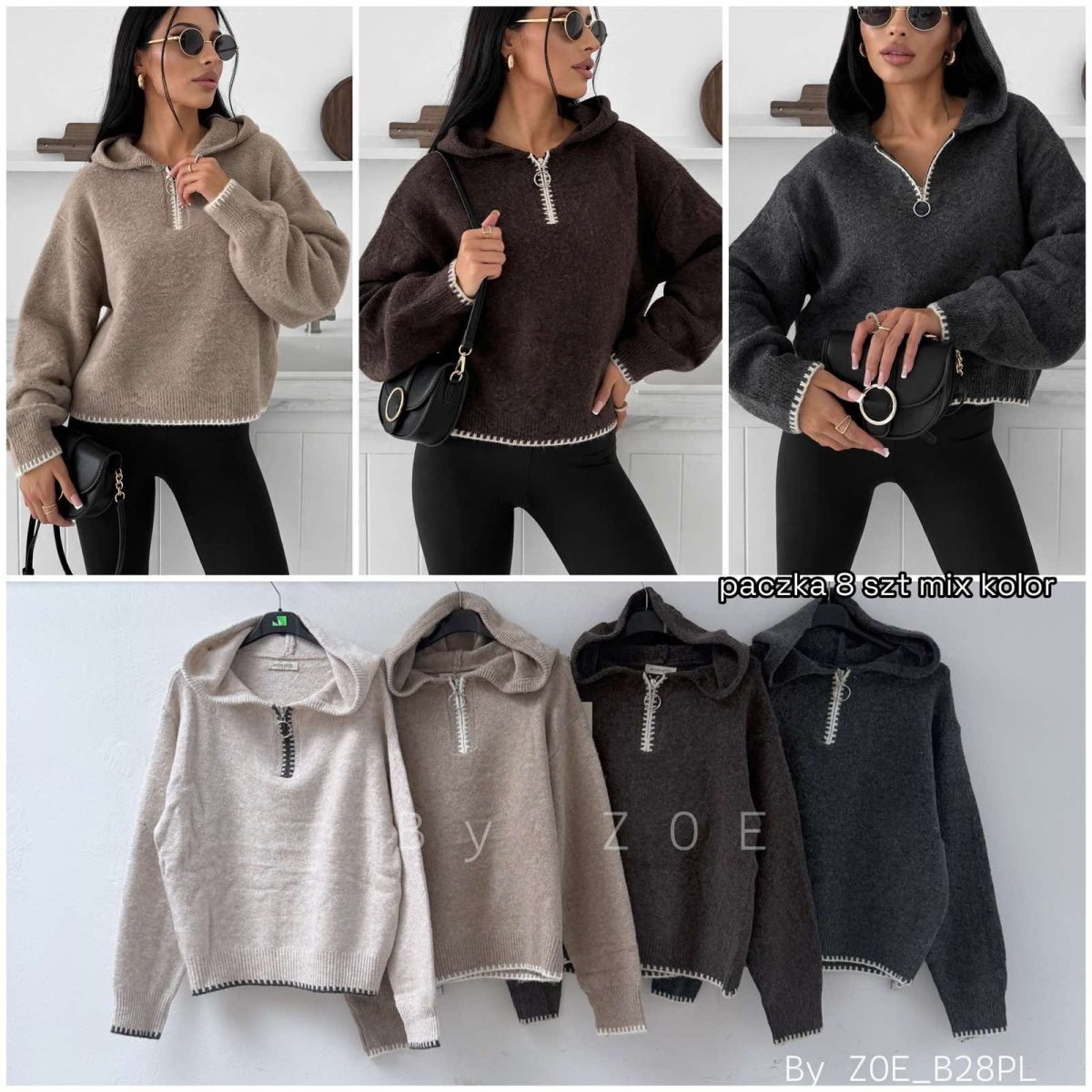 Swetry Damskie Polskie_ size uni_ paczka 8szt_ mix kolor 9234112