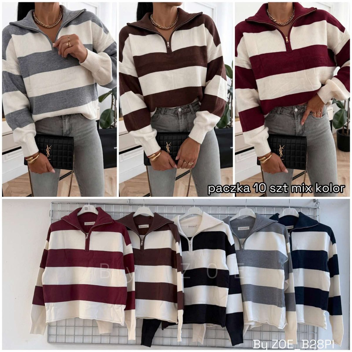 Swetry Damskie Polskie_ size uni_ paczka 10 szt_ mix kolor 9234114
