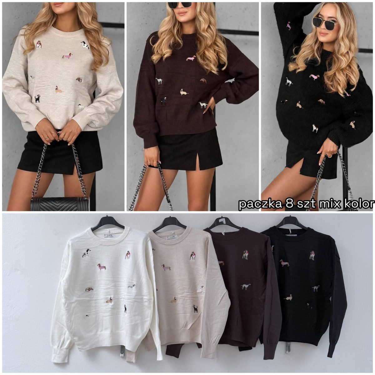 Swetry Damskie Polskie_ size uni_ paczka 8szt_ mix kolor 9234118