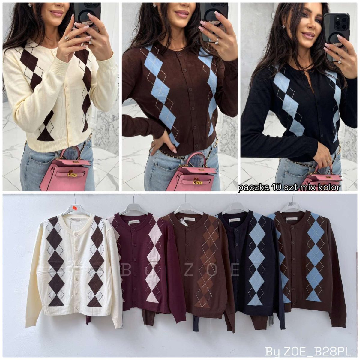 Swetry Damskie Polskie_ size uni_ paczka 10 szt_ mix kolor 3404769
