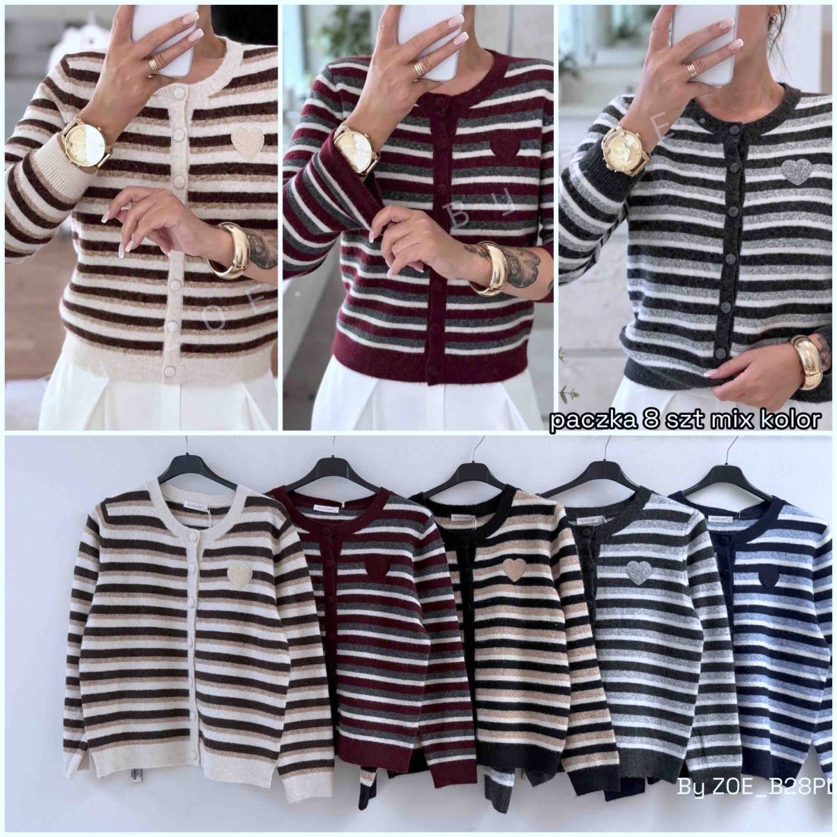 Swetry Damskie Polskie_ size uni_ paczka 8szt_ mix kolor 3404778