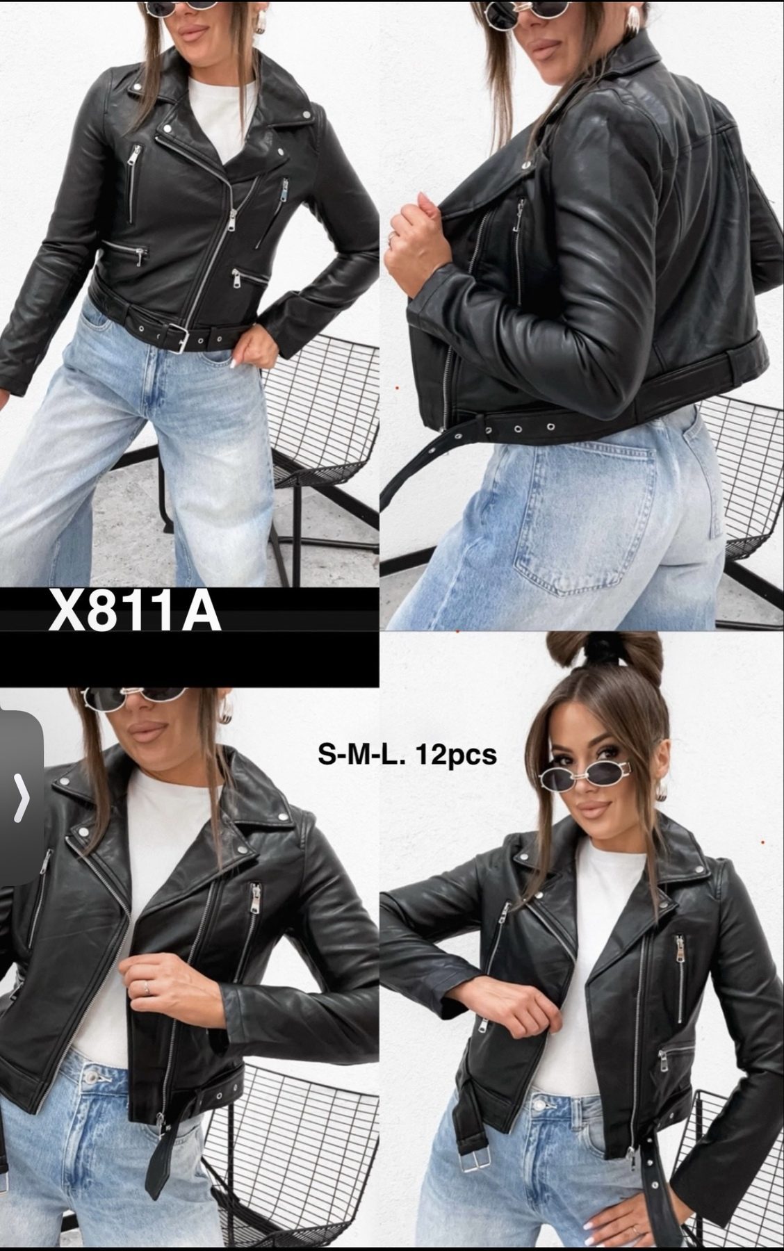 Kurtki skórzane Damskie _size s-l_ paczka 12szt_1kolor 3405111