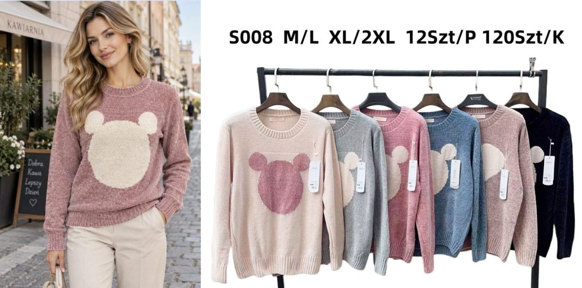 Swetry Damskie_ size m-2xl_ paczka 12szt_ mix kolor 3405255
