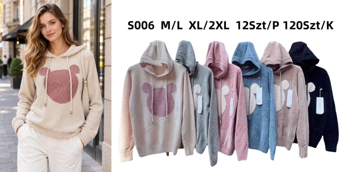 Swetry Damskie_ size m-2xl_ paczka 12szt_ mix kolor 3405256