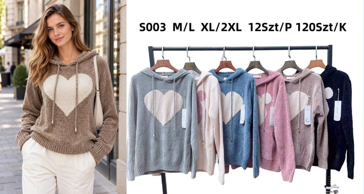 Swetry Damskie_ size m-2xl_ paczka 12szt_ mix kolor 3405257