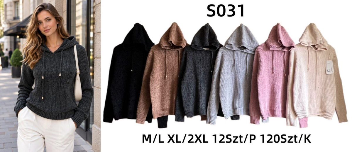 Swetry Damskie_ size m-2xl_ paczka 12szt_ mix kolor 3405258