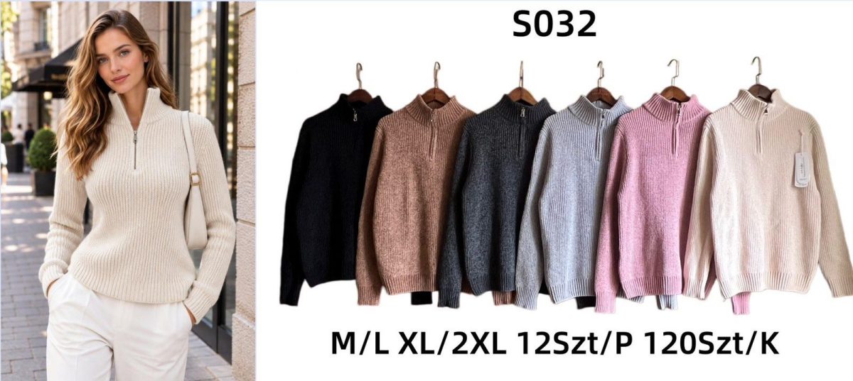 Swetry Damskie_ size m-2xl_ paczka 12szt_ mix kolor 3405259