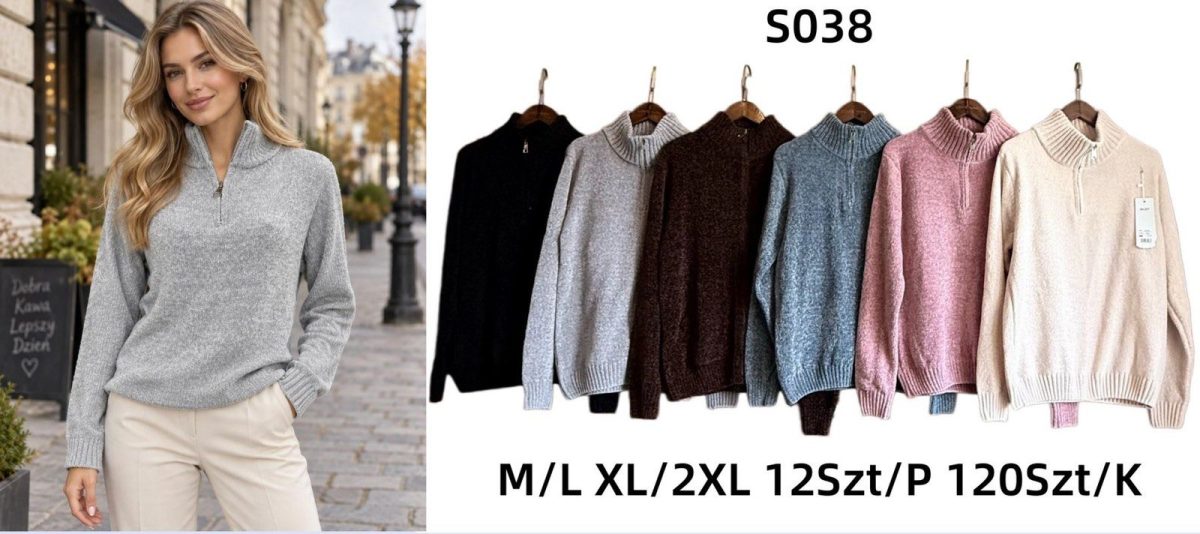 Swetry Damskie_ size m-2xl_ paczka 12szt_ mix kolor 3405263