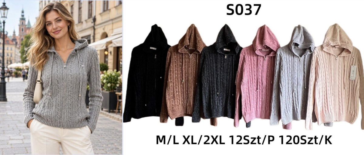 Swetry Damskie_ size m-2xl_ paczka 12szt_ mix kolor 3405264