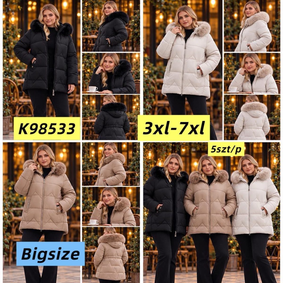 Kurtki Damskie Size 3xl-7xl_ paczka 5szt_1kolor 3405347