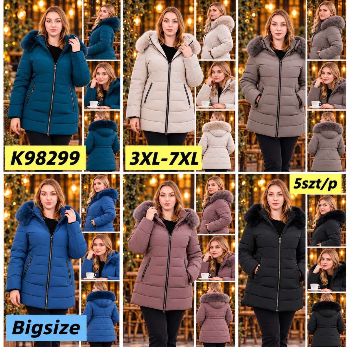 Kurtki Damskie Size 3xl-7xl_ paczka 5szt_1kolor 3405350