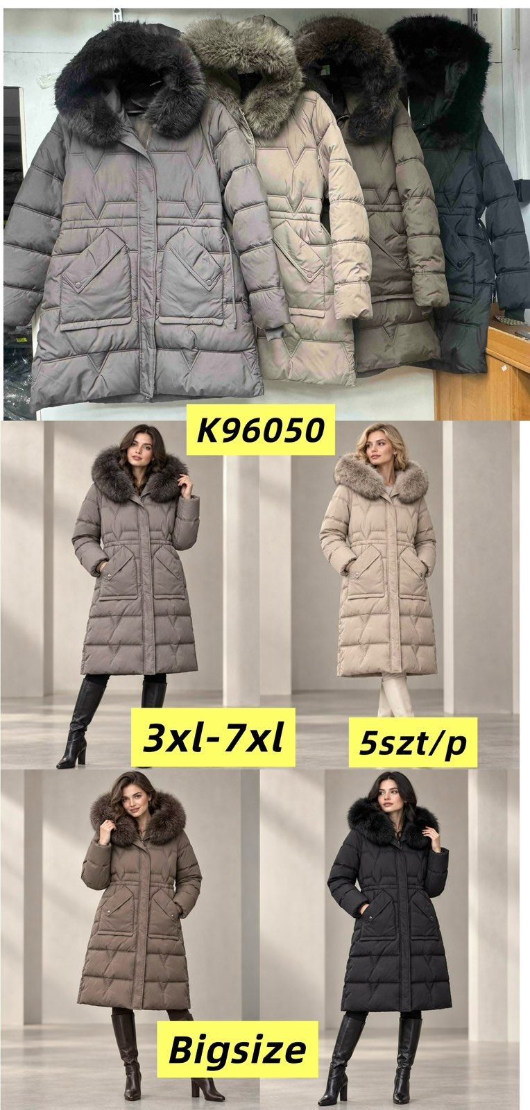 Kurtki Damskie Size 3xl-7xl_ paczka 5szt_1kolor 3405352