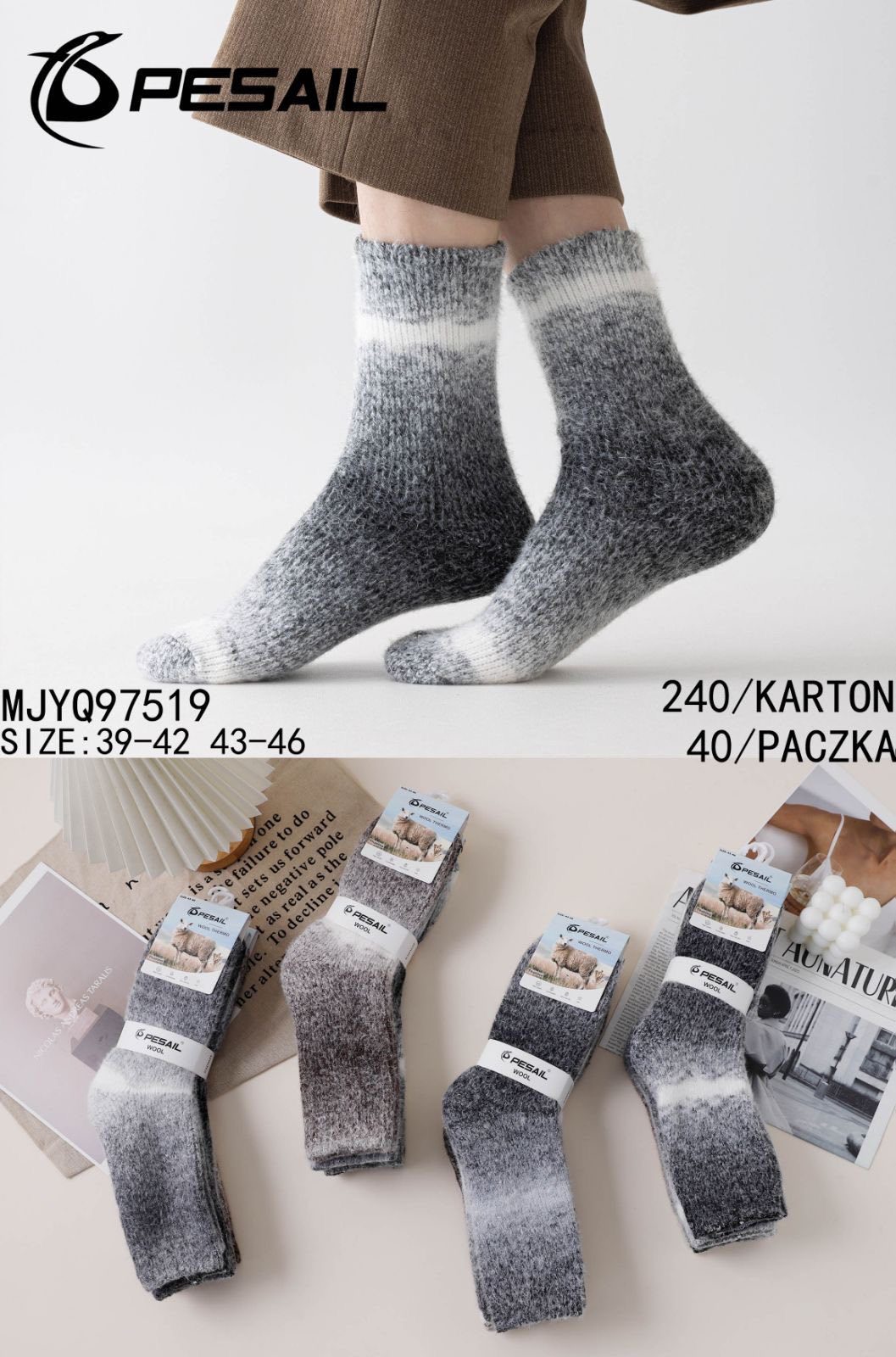 Skarpety MĘSKA .SIZE: 39-46_( 40PAR/PACZKA) KOLOR JAK NA ZDZIĘCIU 3405503