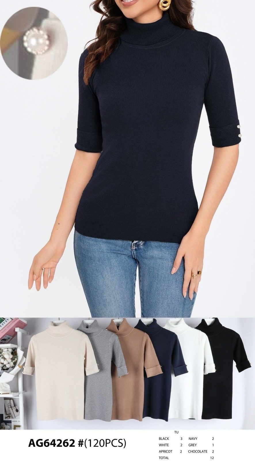 Swetry DAMSKATURECKA_size uni_paczka 12 szt_mixkolor 6578655