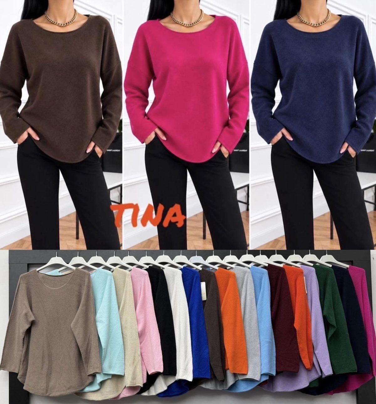 Swetry Damskie wloskie_size uni_paczka 6szt_mix kolor 6579020