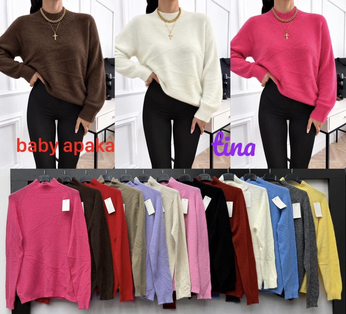 Swetry Damskie wloskie_size uni_paczka 6szt_mix kolor 6579053