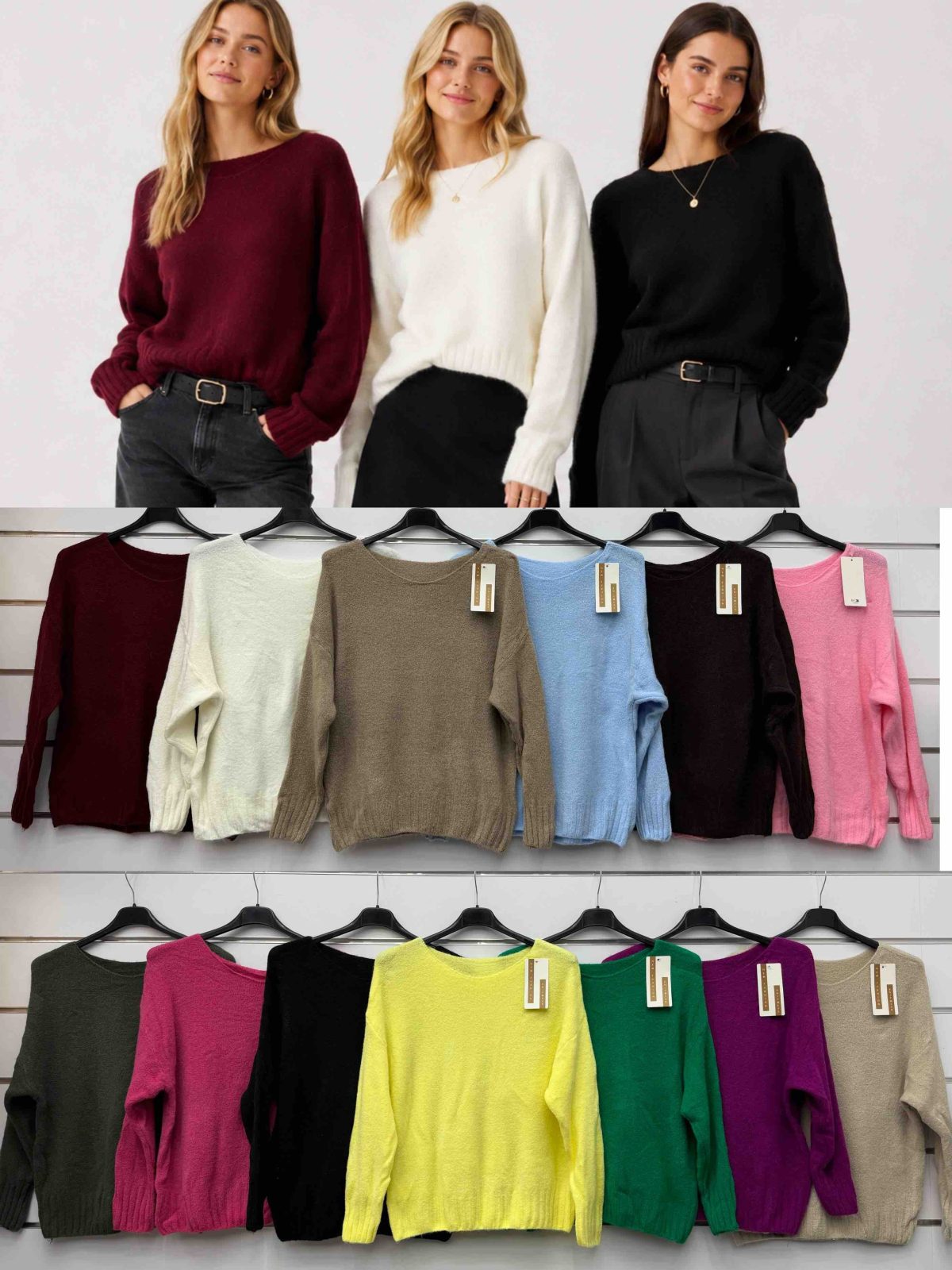 Swetry Damskie wloskie_size uni_paczka 6szt_mix kolor 5430098
