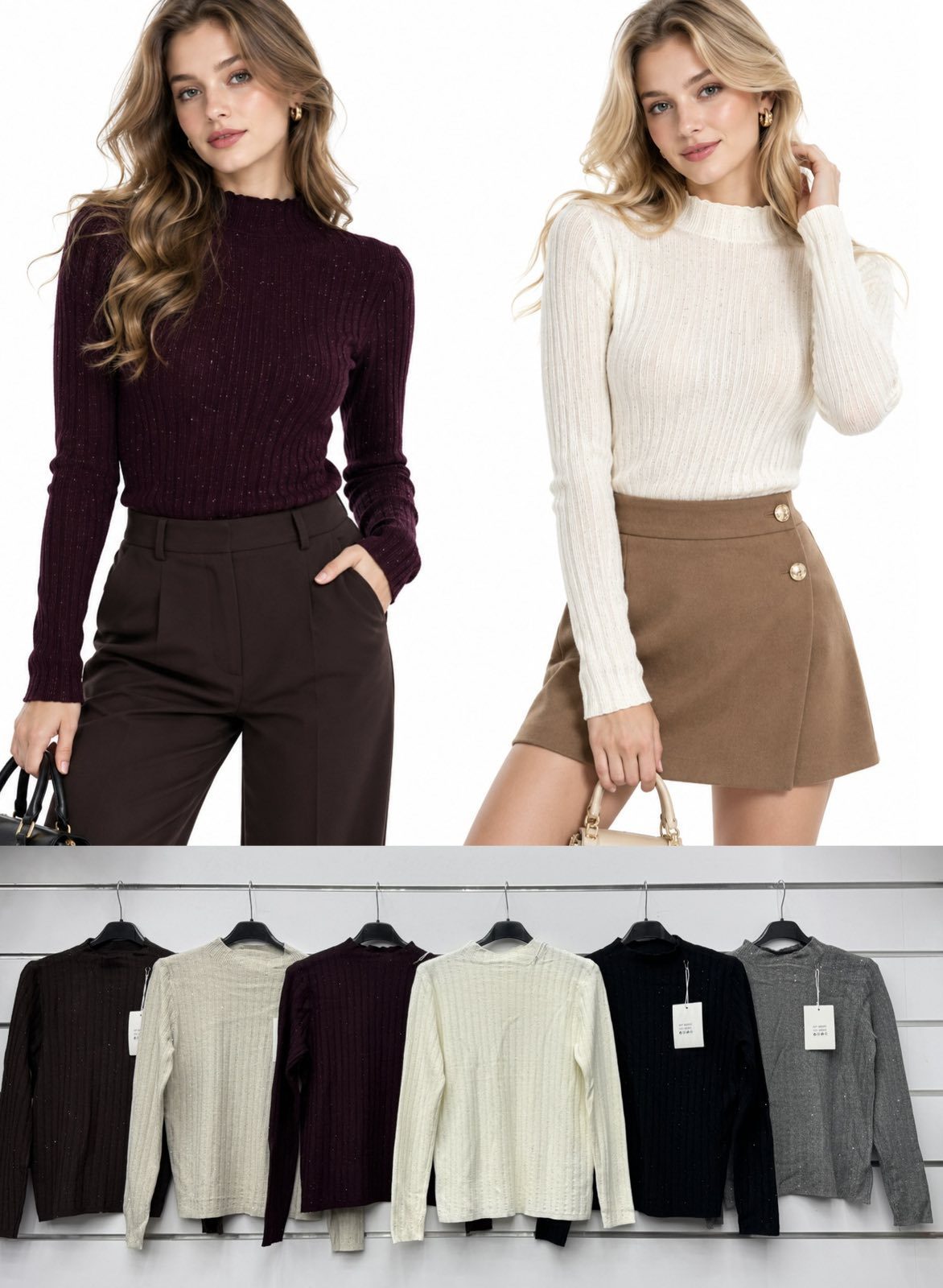 Swetry Damskie wloskie_size uni_paczka 6szt_mix kolor 5430126