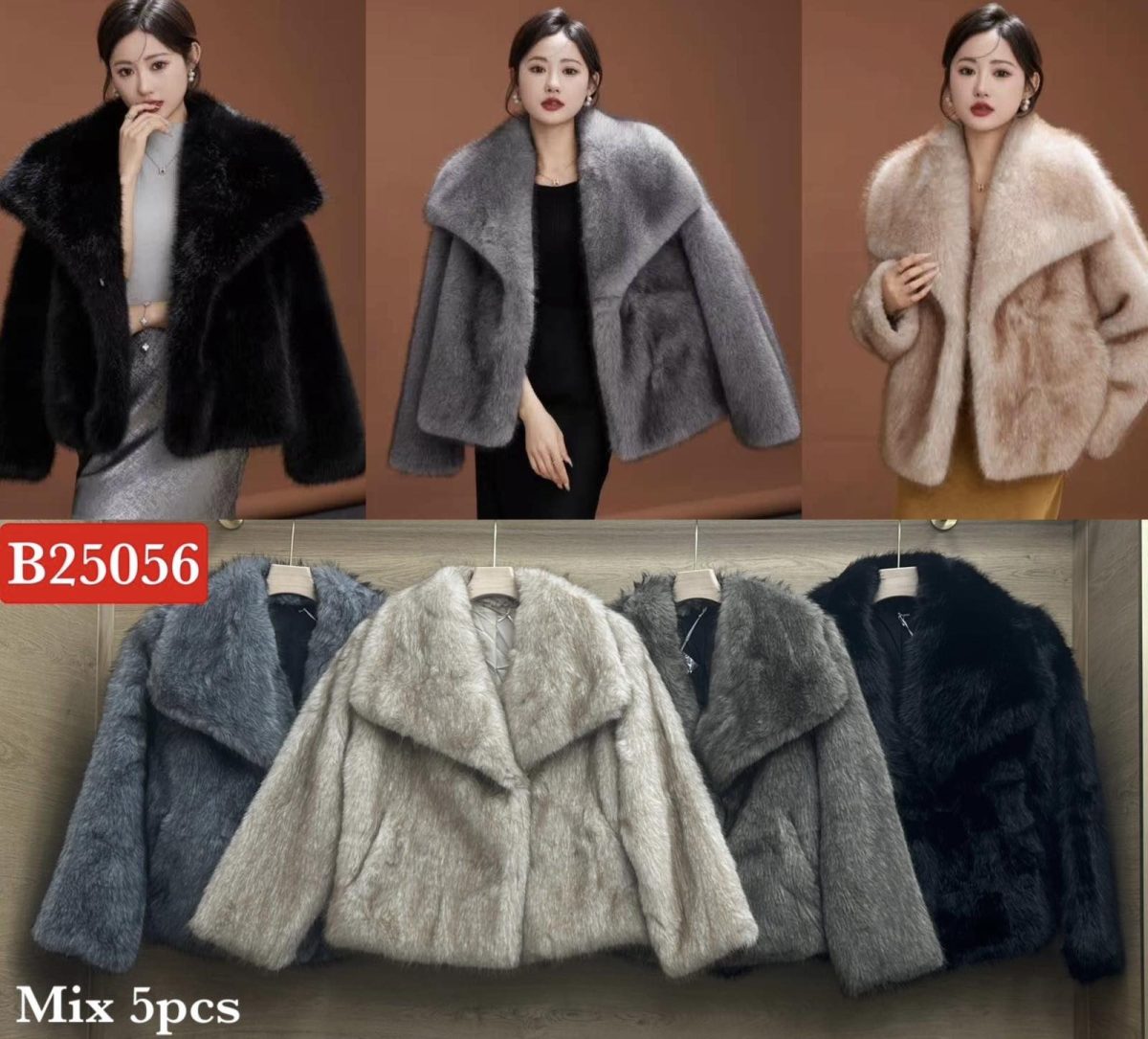 Futro Damskie wloskie_size uni_paczka 5szt_mix kolor 1526973