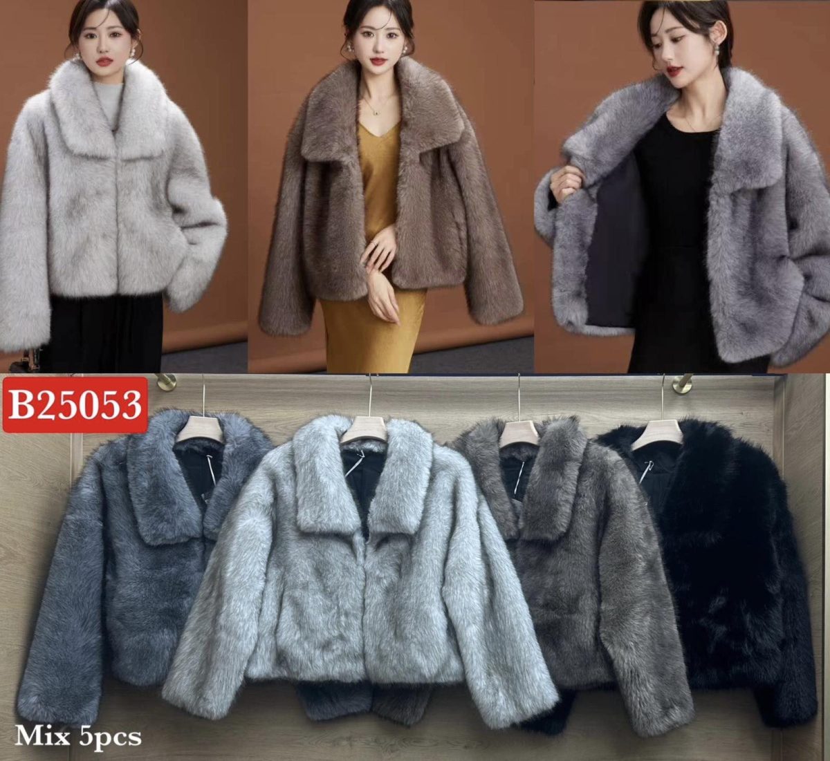 Futro Damskie wloskie_size uni_paczka 5szt_mix kolor 1526975