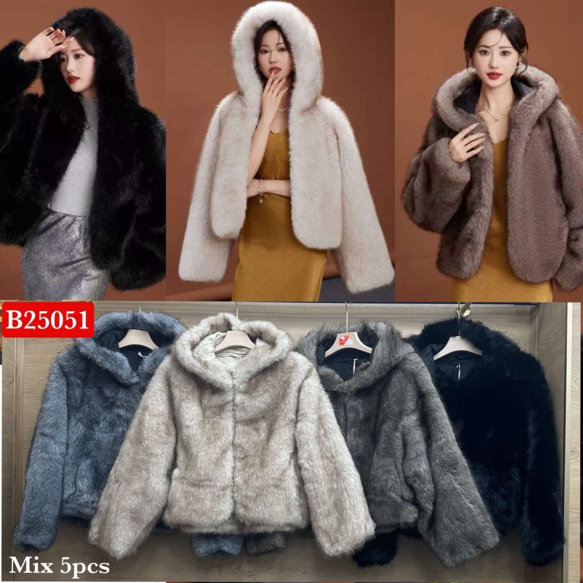 Futro Damskie wloskie_size uni_paczka 5szt_mix kolor 1526976