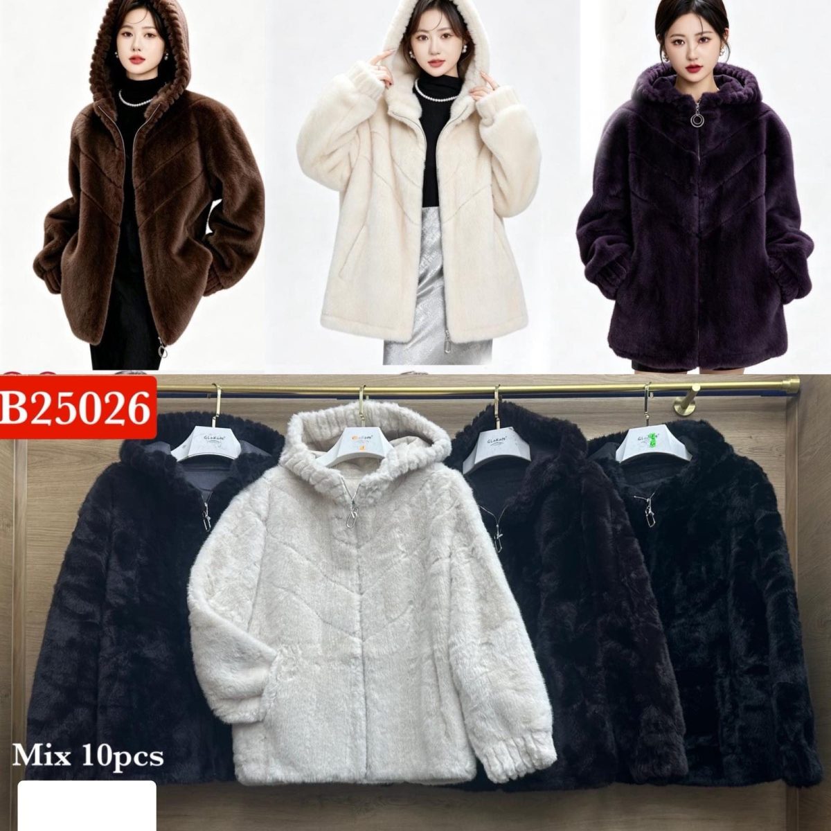 Futro Damskie wloskie_size uni_paczka 10szt_mix kolor 1526989