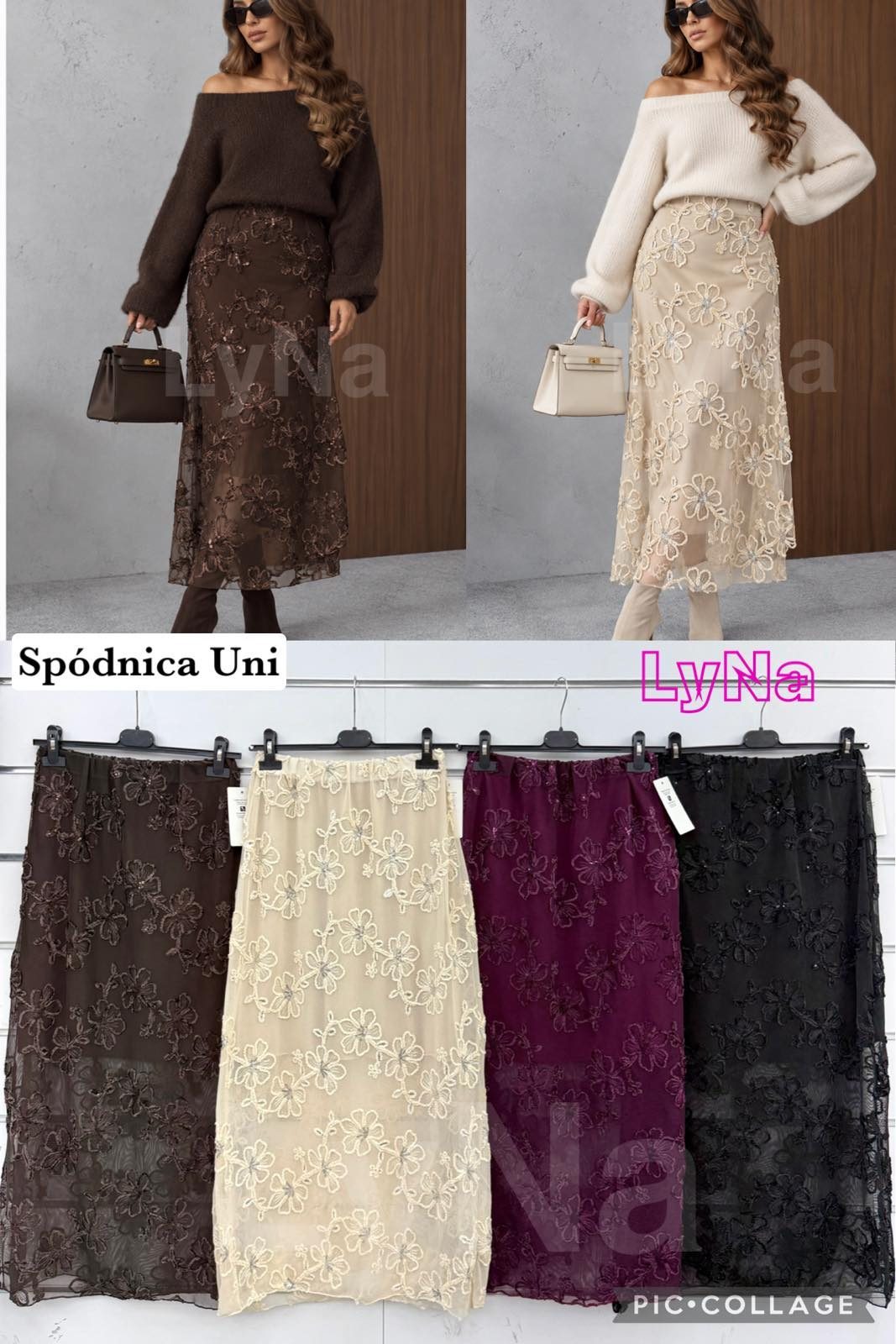 Spódnica długa Damskie wloskie_size uni_paczka 6szt_mix kolor 9306477