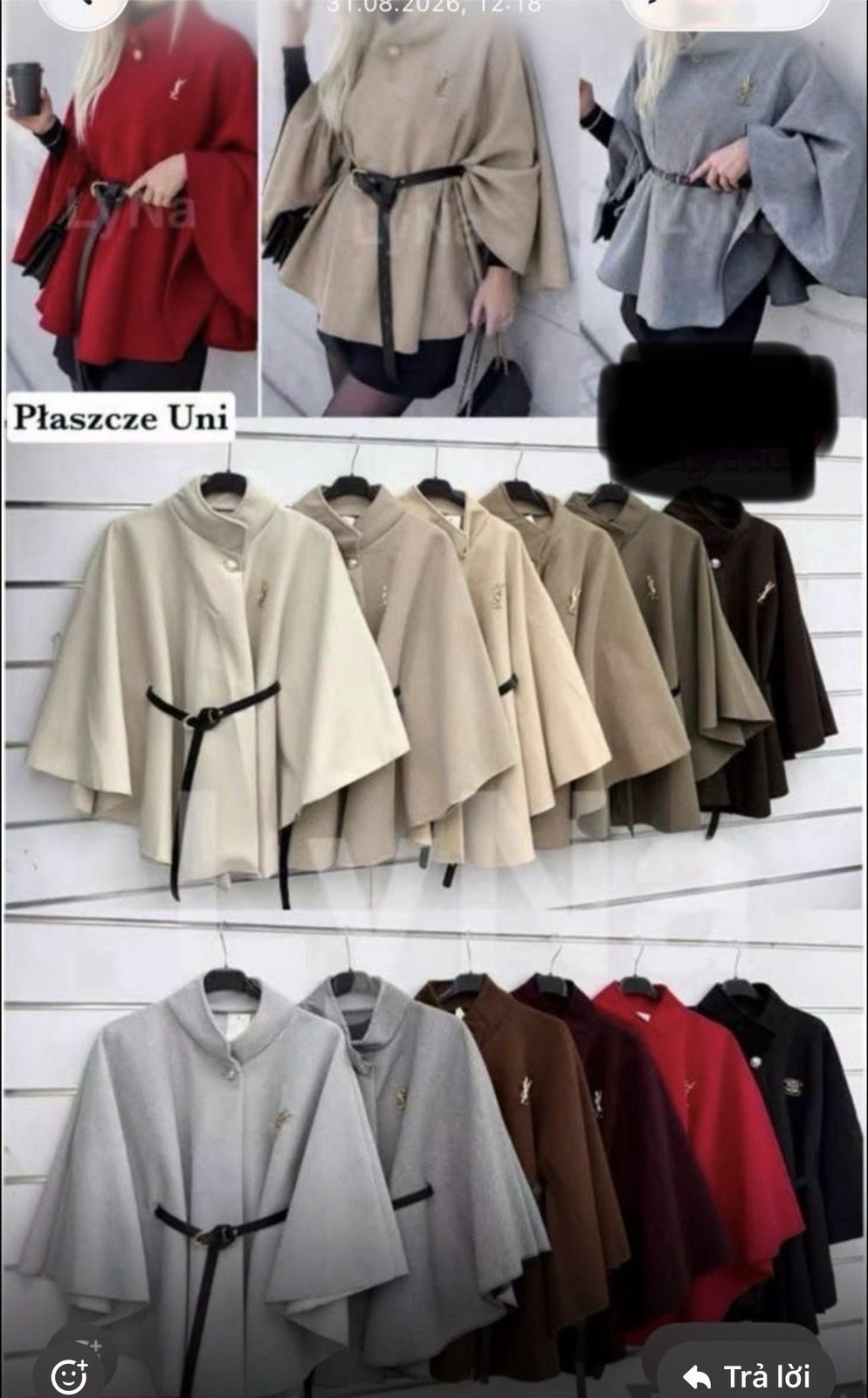 Płaszcz Damskie wloskie_ size uni_paczka 6szt_mix kolor 5128761
