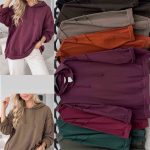 Bluzy bawelna petelkowa damskie z długim rękawem_ biust do 150cm_ dlugosc 78cm. Duże rozmiary – Produkt włoski (UNI_ 4) 5128806
