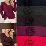 Bluzki bawełniane z różą damskie z długim rękawem_ biust do 140cm dlugosc 75cm – Duze rozmiary. Produkt włoski (UNI_ 4) 5128813