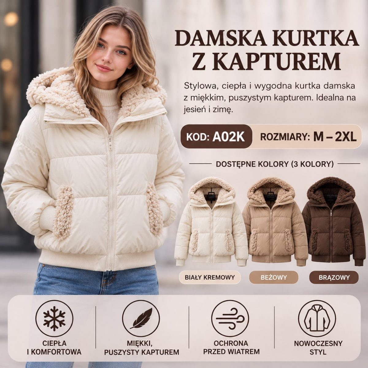 Kurtki Damskie _size m-2xl _paczka 4szt_1 kolor 4553036