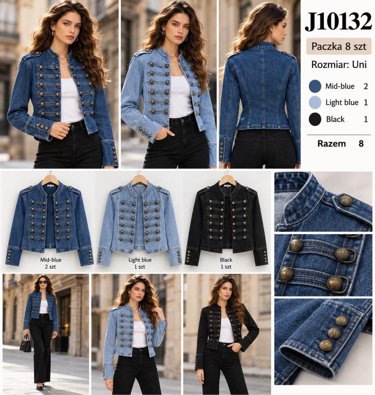 Kurtki Jeansowe DAMSKA TURECKA_size uni_paczka 8 szt_mixkolor 6703680