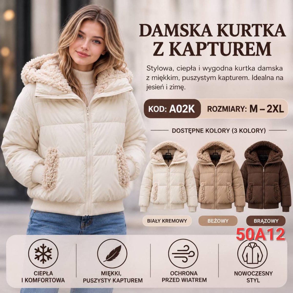 Kurtki Damskie _size M-2xl_paczka 4szt_1 kolor 6490842