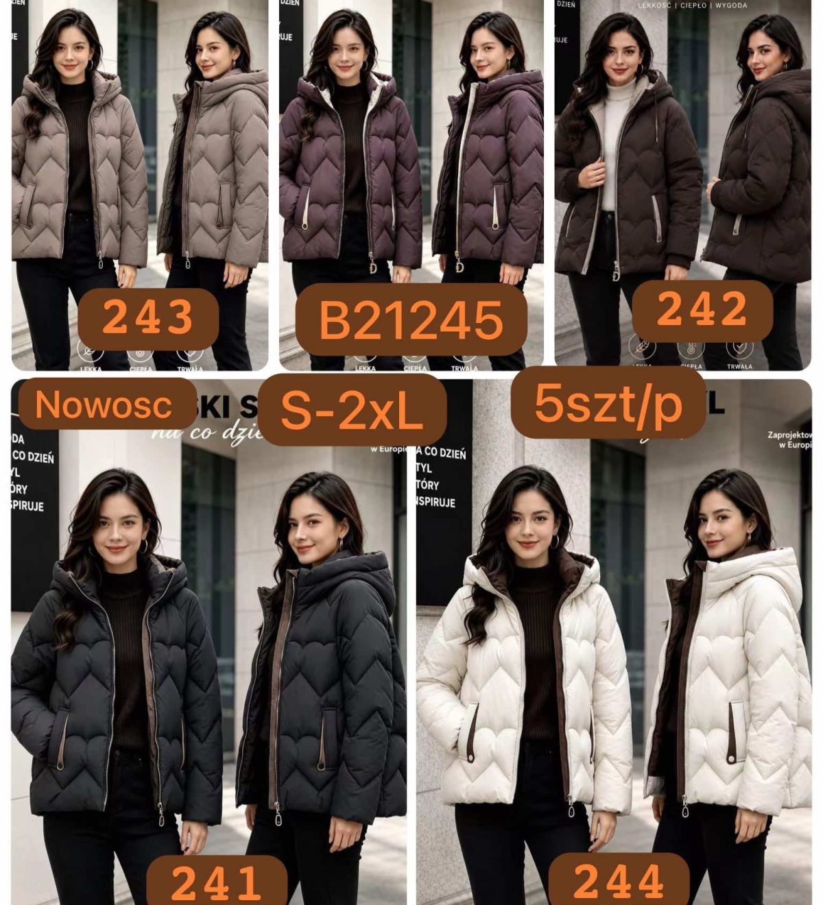 Kurtki Damskie _size s-2xl_paczka 5szt_1 kolor 8148921