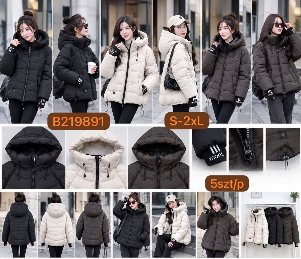 Kurtki Damskie _size s-2xl_paczka 5szt_1 kolor 8148983