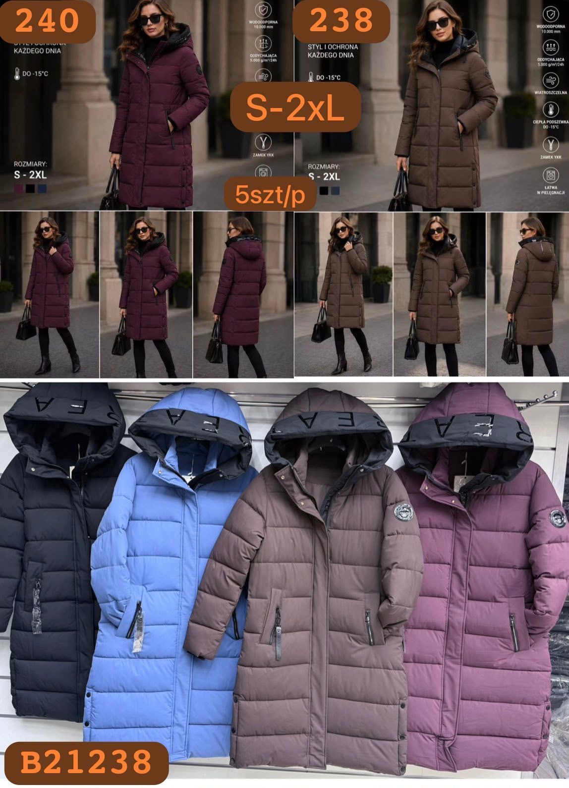 Kurtki Damskie _size s-2xl_paczka 5szt_1 kolor 8149001