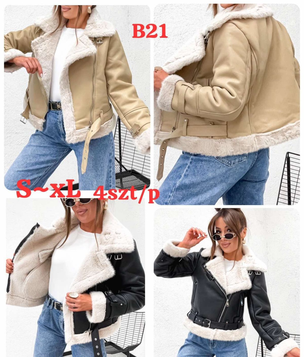 Kurtki skórzane Damskie _size s-xl_paczka 4szt_1 kolor 8149013