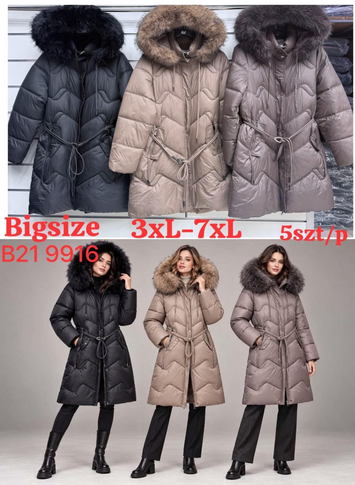 Kurtki Damskie _size 3-7xl_paczka 5szt_1 kolor 8149053
