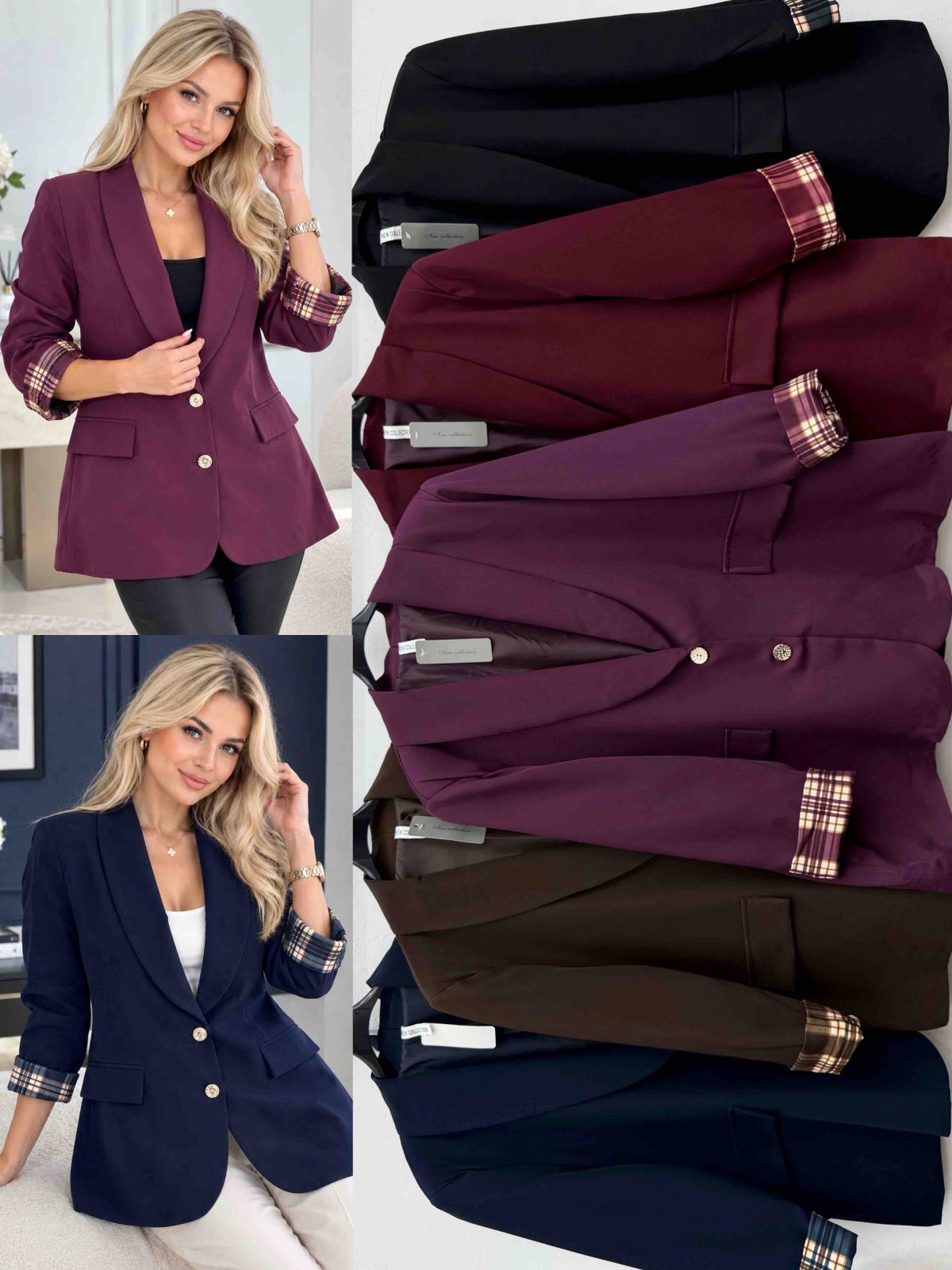 Marynarki Damskie wloskie_OVER size _paczka 6szt_mix kolor 8149078