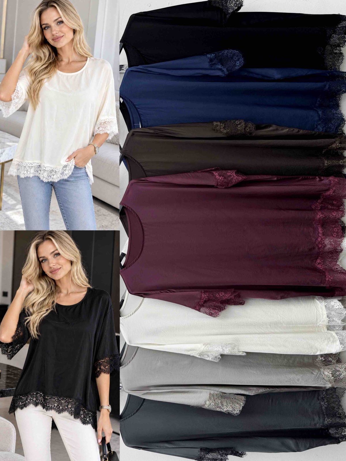 Bluzki Damskie wloskie_OVER size _paczka 6szt_mix kolor 1645162