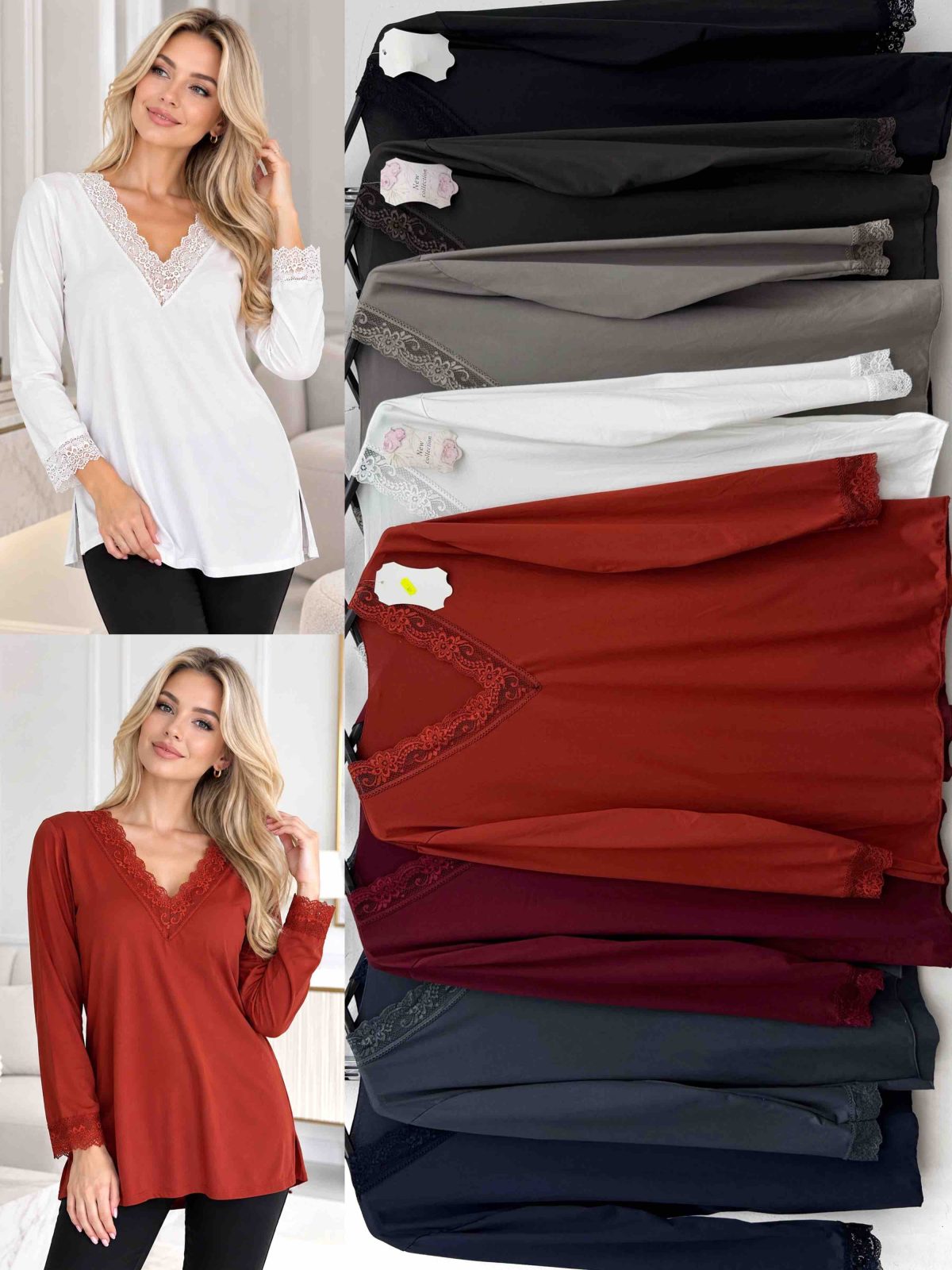 Bluzki Damskie wloskie_OVER size _paczka 6szt_mix kolor 1645171