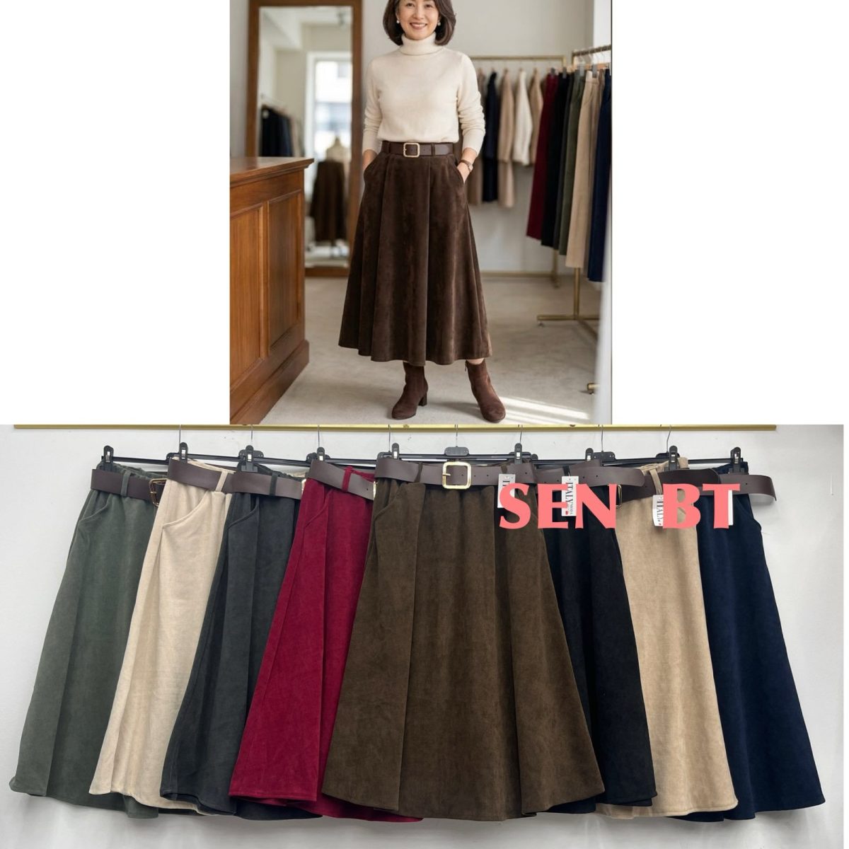 Spódnica długa Damskie wloskie_size uni_paczka 6szt_mix kolor 1645200