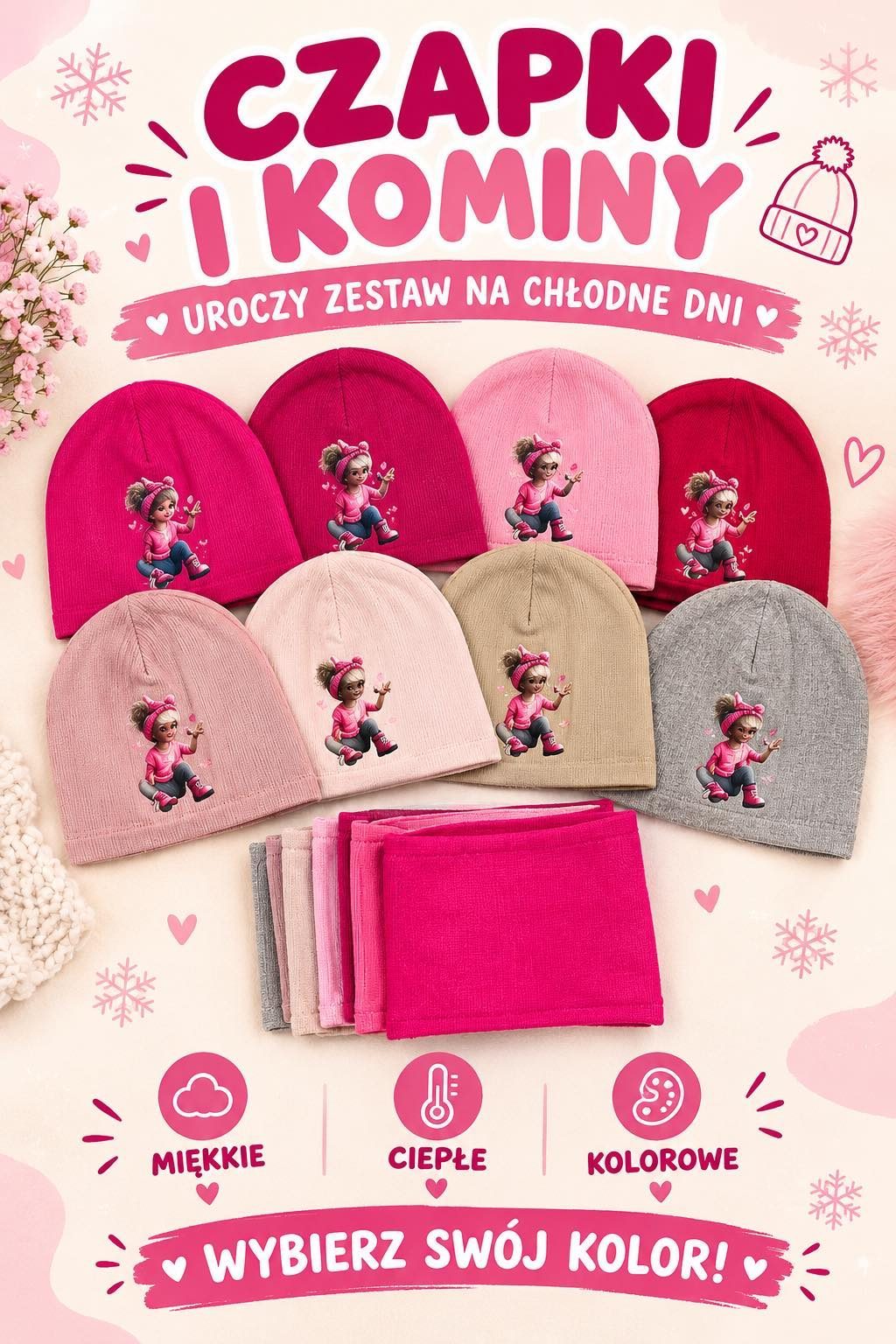 komplety Czapki Dziecięce _ paczka 10szt _mix kolor 3652740