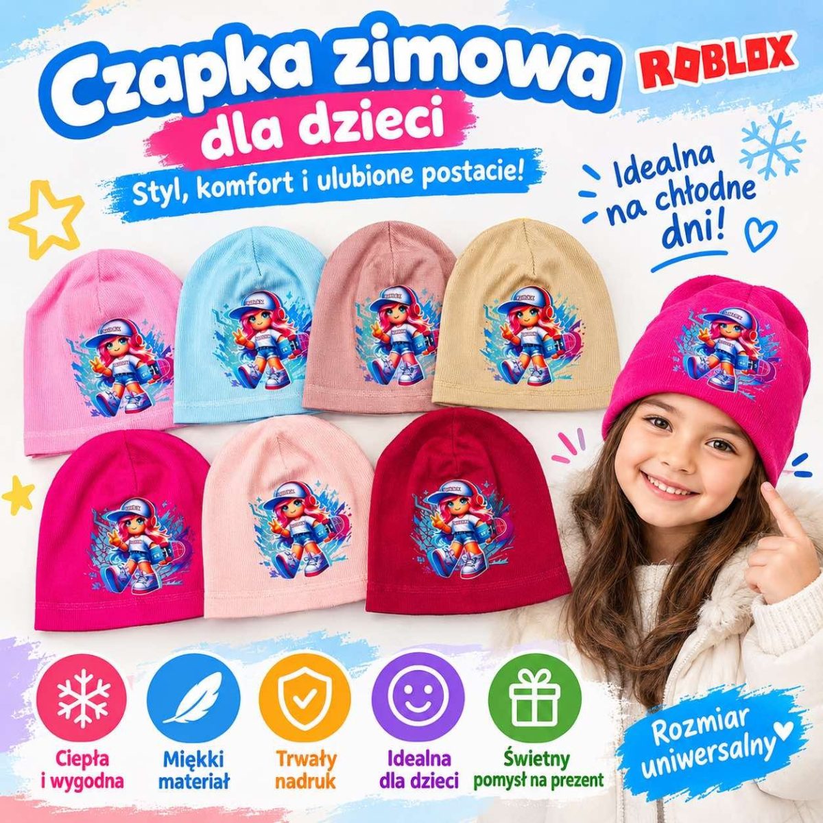 Czapki Dziecięce _ paczka 10szt _mix kolor 3652743