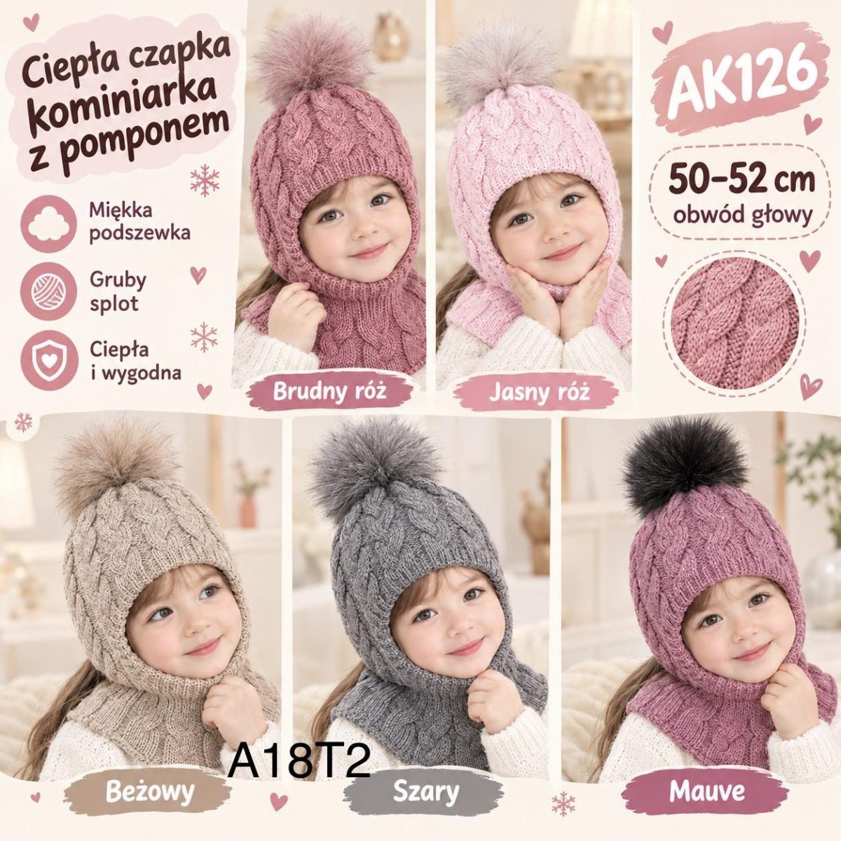 Czapki Dziecięce _ paczka 10szt _mix kolor 3652755