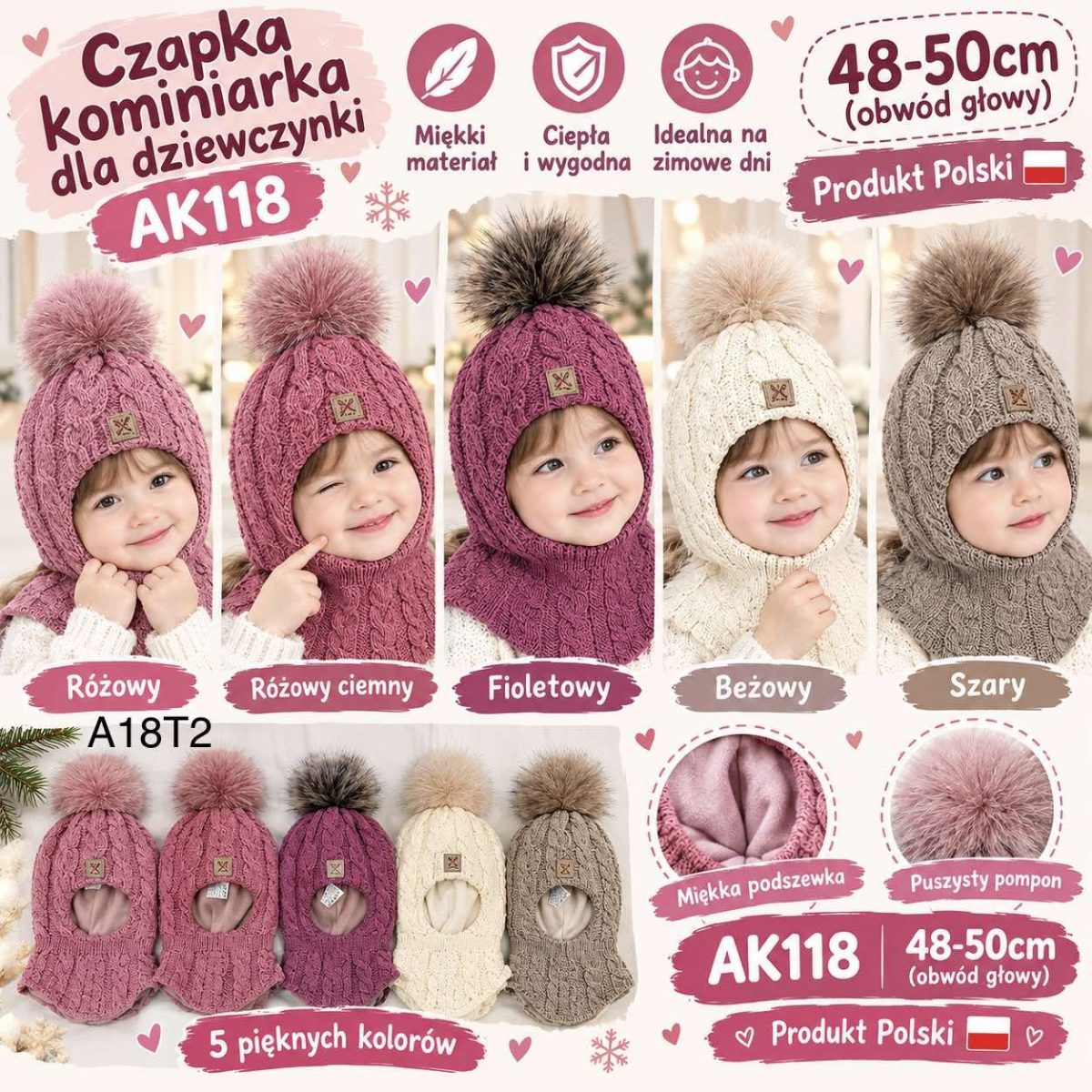 Czapki Dziecięce _ paczka 10szt _mix kolor 3652756